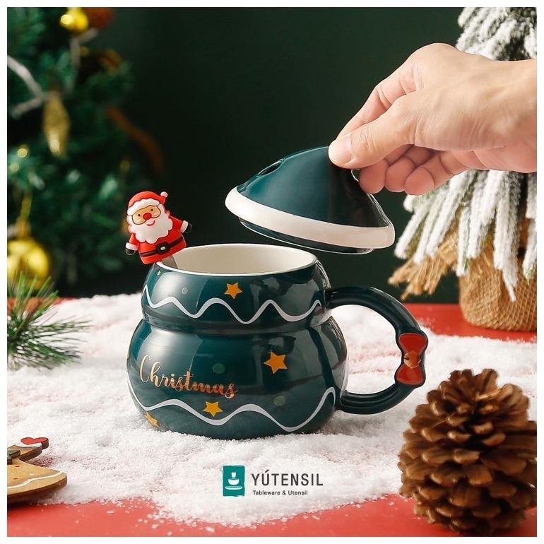klp Yutensil Cangkir Natal Set Santa Snowman / Christmas Cup Gift Box