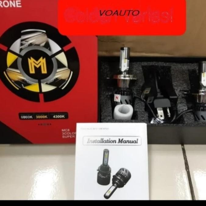 LAMPU LED MOBIL H4 3 WARNA MACRONE MC 8 MC8