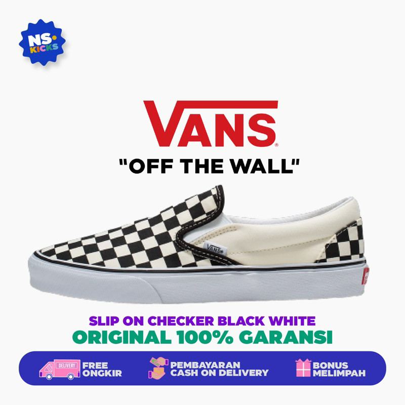 Vans Slip On Motif Kotak-kotak Hitam Putih - Sepatu Kasual Pria dan Wanita |FCEyudlB|