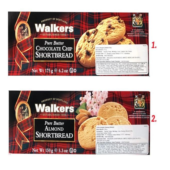 

Walkers Pure Butter Chocolate Chip Almond 175gr Cokies Snack Walker