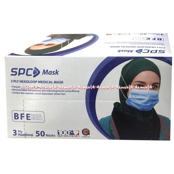 

SPC Mask 3Ply medical Mask 50Pcs Masker Medis Jilbab Tali