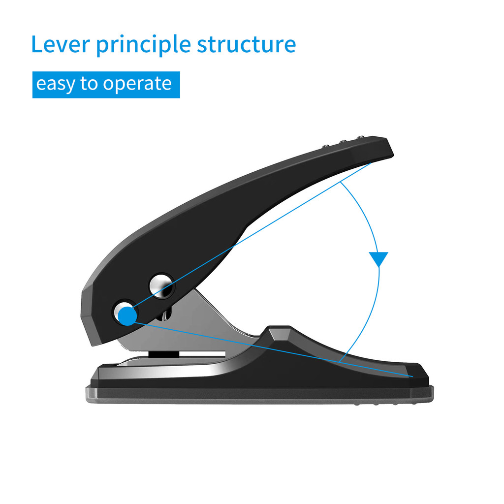 

Mini Metal Single Hole Puncher 1-Hole Paper Punch 8 Sheet Capacity 6mm Holes Reduced Effort with Scraps Collector for Chipboard Art Project Documents Office School Home Supplies