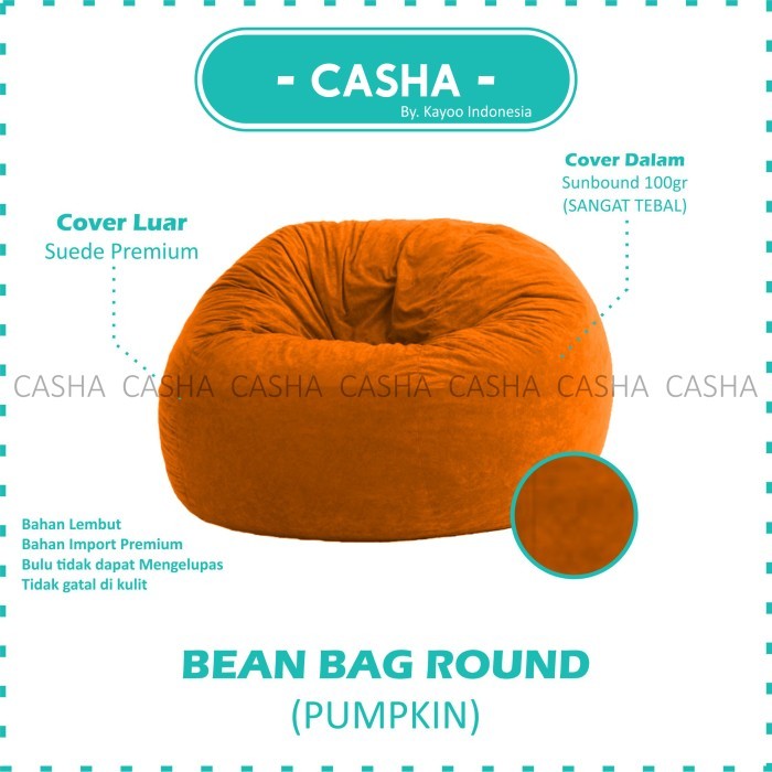 BEAN BAG SOFA PLUS isi SUEDE PREMIUM - ROUND / PUMPKIN -BeanBag MEDIUM