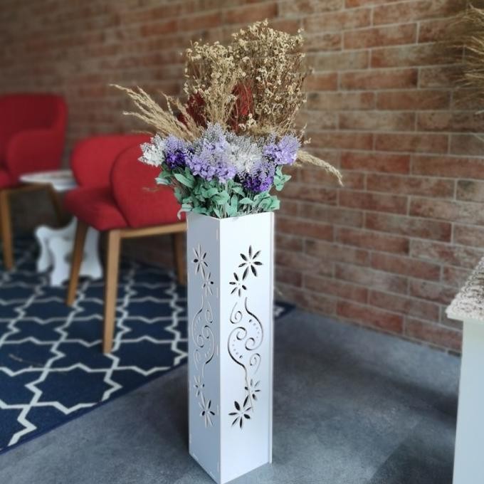 NORDIC Vas Bunga Lantai Tinggi Pot Kembang Guci Daun Kering Vase Kayu GT