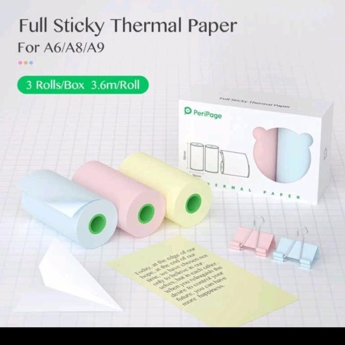 

Diskon! ORIGINAL PeriPage 56*30 A6 Colorfull sticky & Notes thermal paper