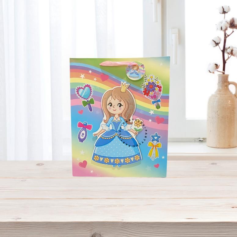 

Paper Bag 3D Princess Rainbow Glitter / Goodie Bag / Tas Kado Ulang Tahun Anak