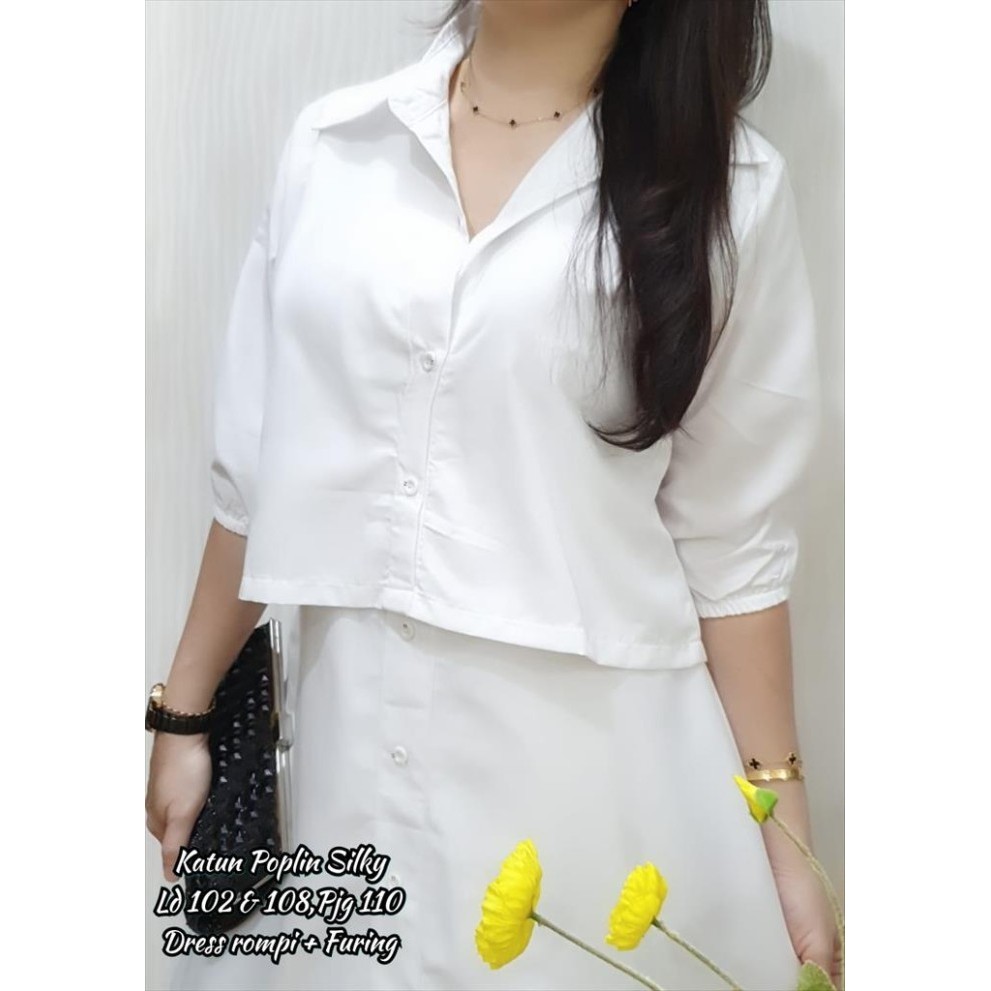 JESS Dress Wanita - Dress Putih Katun Poplin - Dress Korea