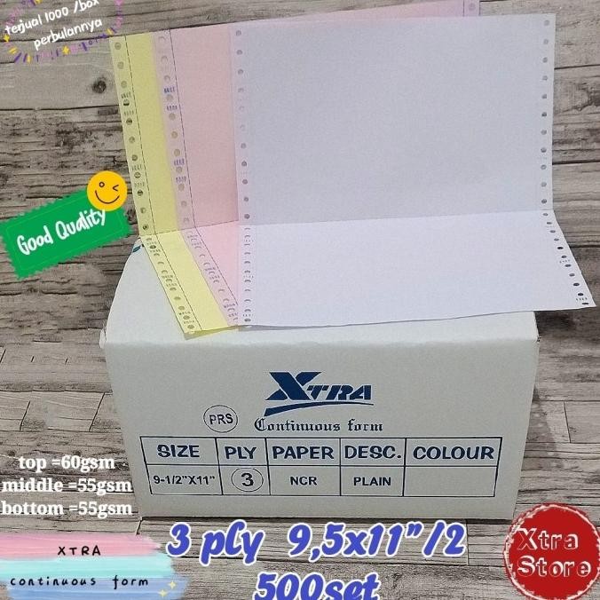 

BEBAS ONGKIR - kertas 3ply continous form 9.5x11"/2 500set