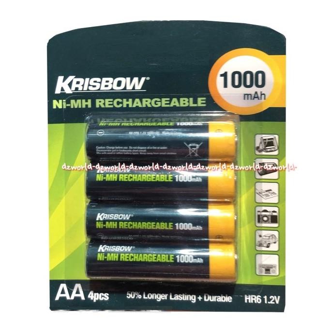 

Krisbow Ni MH Rechargeable 1000AH Baterai AA 4Pcs Batrai