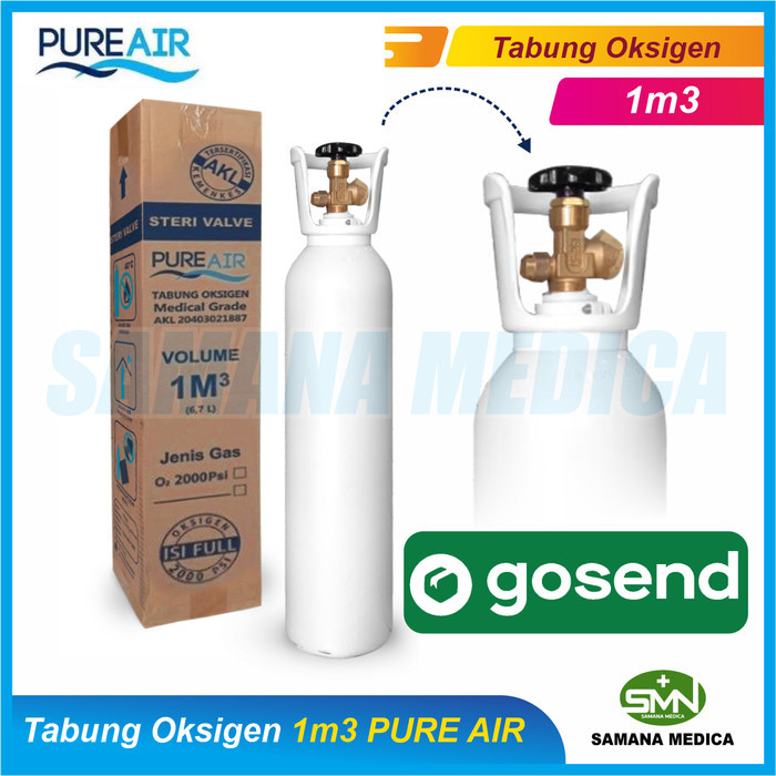 Tabung Oksigen PURE AIR Medis 1M3 isi Full Tanpa Troli