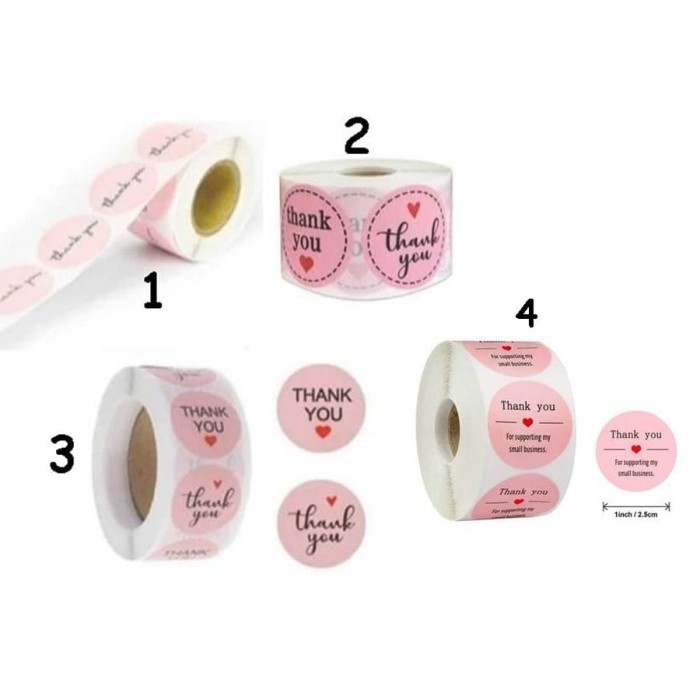 

RB960 Paper Tags - 1" Pink Round Black Letter THANK YOU Sticker PROMO