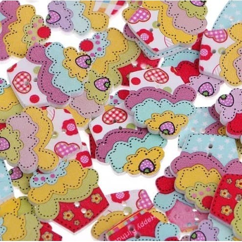 

AO246 Kancing Kayu Dua Lubang - Cupcake Style (10pcs) DISKON