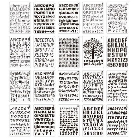 

NX558 Plastic Stencil - 8 Font Letter Pattern (26x17cm) OBRAL