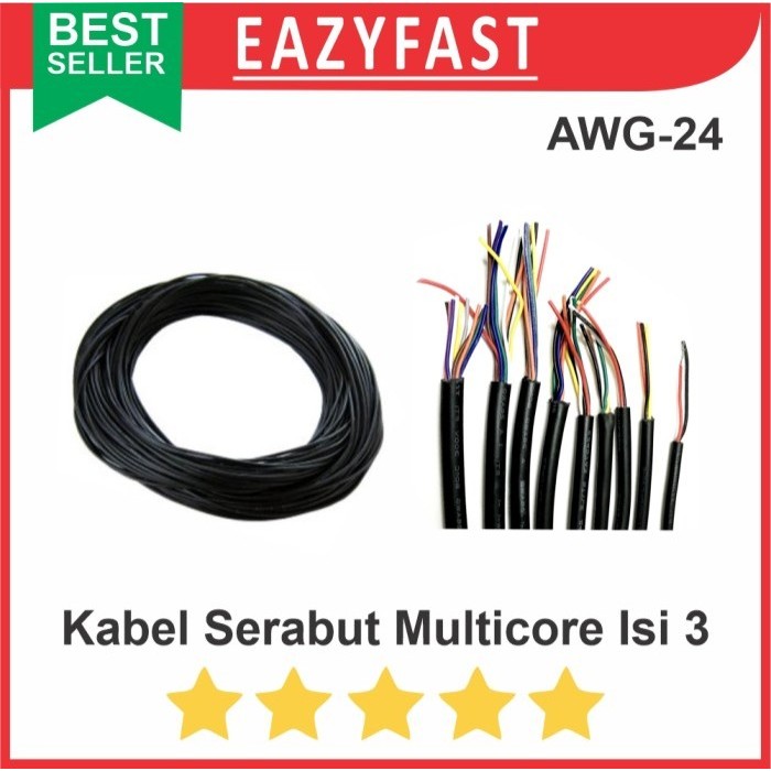 CUCI GUDANG Kabel Serabut Isi 3 Multicore AWG24 AWG 24 CB GX DB Data Signal Sensor