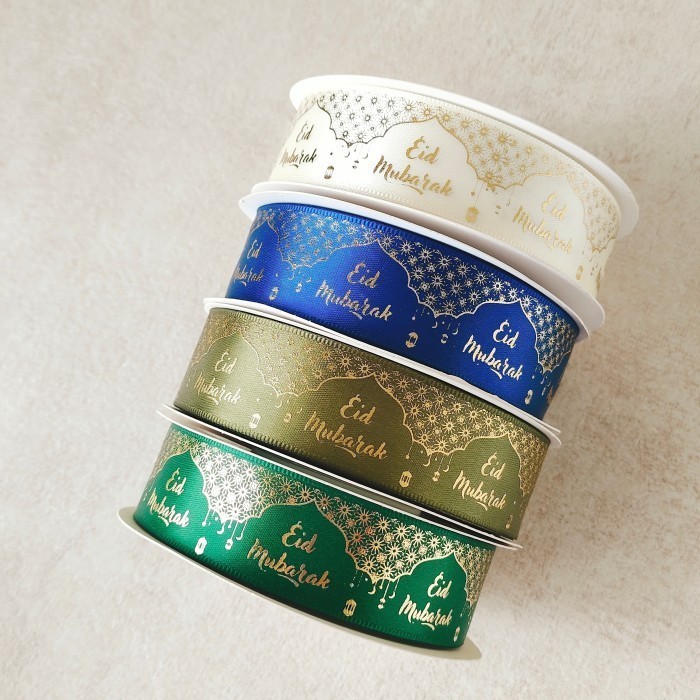 

(PREMIUM) Pita satin idul Fitri Pita satin eid pita lebaran 2,5cm