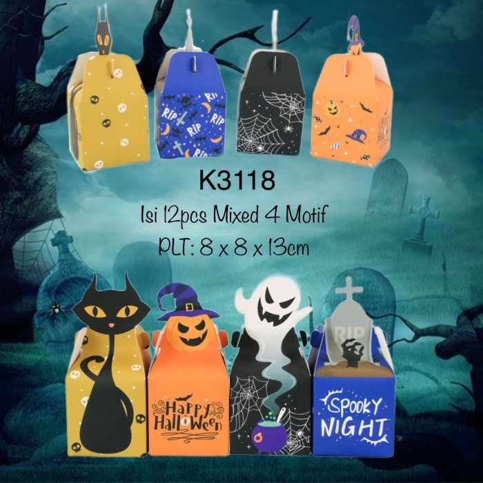 

12Pcs K3118 Kotak Halloween Candy Box Dus Permen Cookies Snack Bag
