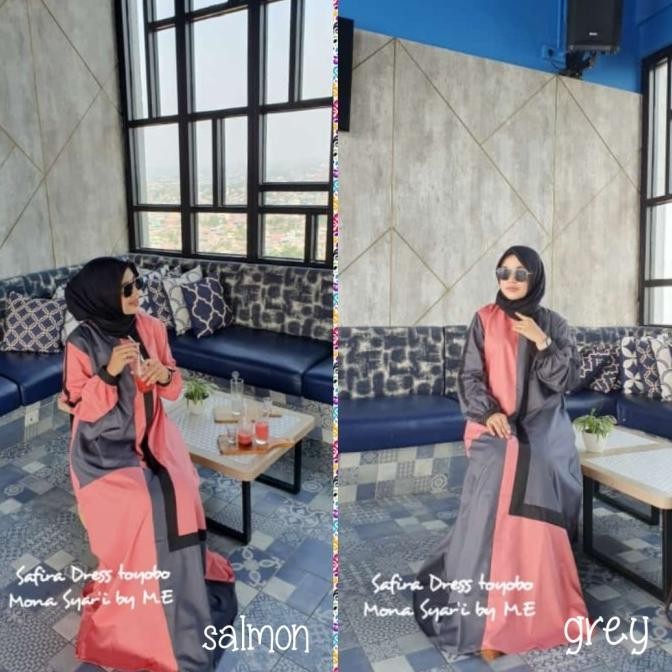 GAMIS SAFIRA DRESS KATUN IMA TOYOBO KOMBINASI WARNA LIST HITAM
