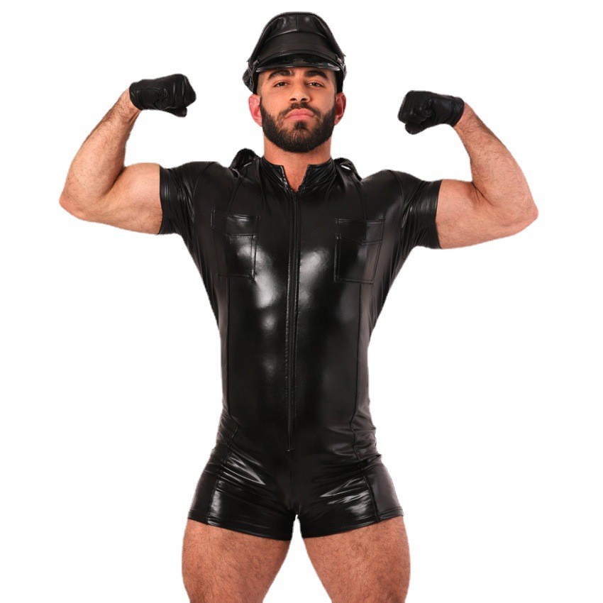 Lingerie Seksi Kulit Paten Pria Seksi Celana Ketat Satu Potong