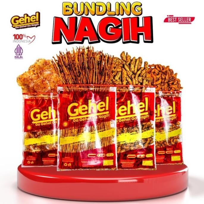 

Ready Gehel Paket Bundling Nagih -Celan E Lidi,Kripca,Basreng,Makaroni