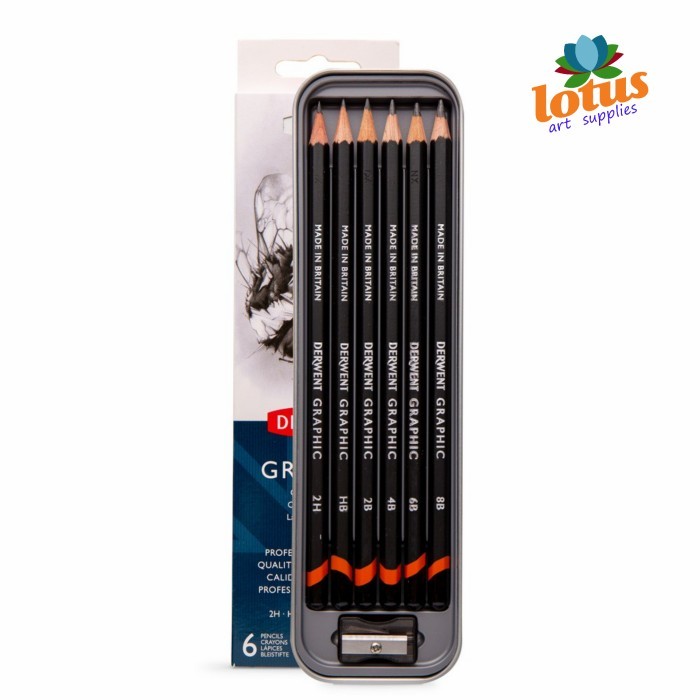 

Derwent 6 Graphite pencils (Tin+sharpener)