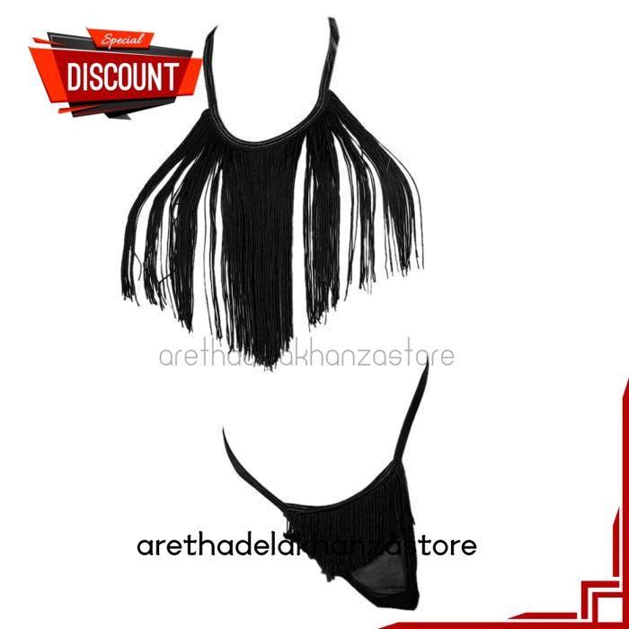 PAKAIAN DALAM BRA SET BRALETTE SEXY HOT BH HALTER TALI RUMBAI CD G STRING HITAM SEKSI BEST PRODUK BY