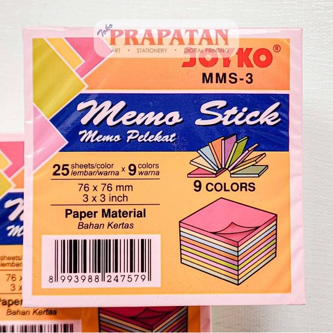 

Premium Quality Joyko Sticky Note MMS-3 | Notes Memo Tempel