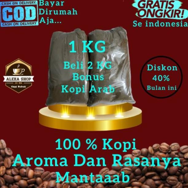 

Ready Kopi Bubuk Murni Asli Tanpa Ampas Nikmat Mantap Buriah Arabika Robusta/Makanan Numan Pokok - 1Kg Terlaris