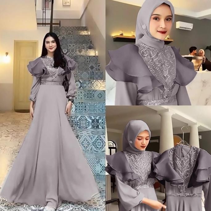 Baru Cm Syari Lesabina Warna Maroon Abu Mustard Gamis