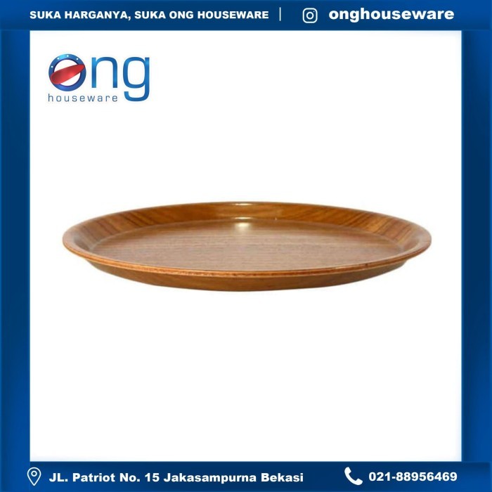 Nampan Tray Baki Kayu Wooden Bulat Round 36cm Luminarc R-6