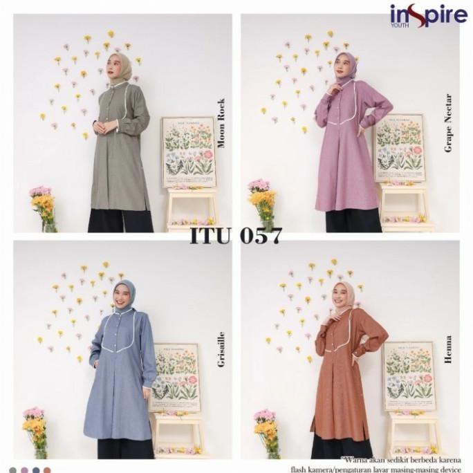 Baru Inspire Tunik Itu 57 Warna Merah Bata Blus Atasan Muslimah Simpel Adem