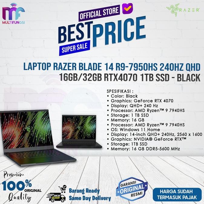 

Laptop Razer Blade 14 R9-7950HS 240Hz QHD 16GB/32GB RTX4070 1TB SSD