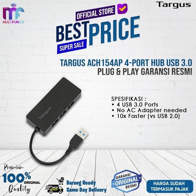 

Targus ACH154AP 4-Port Hub USB 3.0 Plug & Play Garansi Resmi