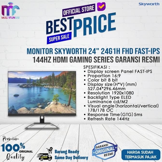 

Monitor Skyworth 24" 24G1H FHD FAST-IPS 144Hz HDMI Gaming Series Garansi Resmi