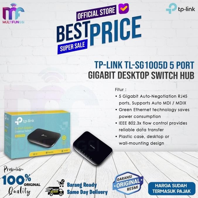 

TP-LINK TL-SG1005D 5 Port Gigabit Desktop Switch Hub TPLINK