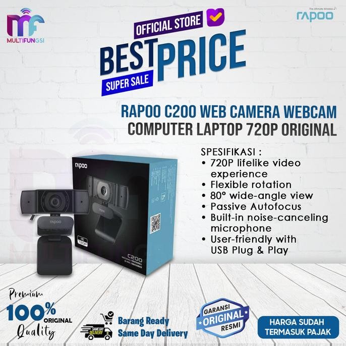 

Rapoo C200 Web Camera Webcam Computer Laptop 720P Original SKU: C200