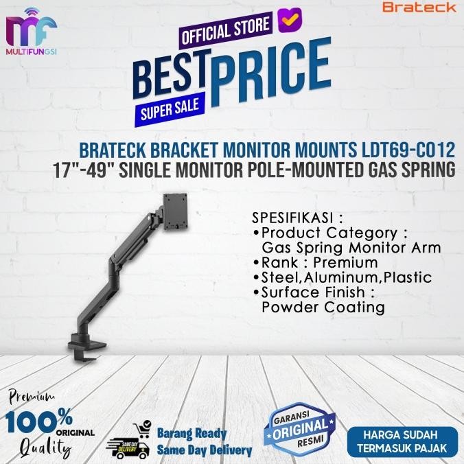 

Brateck Bracket Monitor Mounts LDT69-C012 17"-49" Single Monitor Pole-Mounted Gas Spring