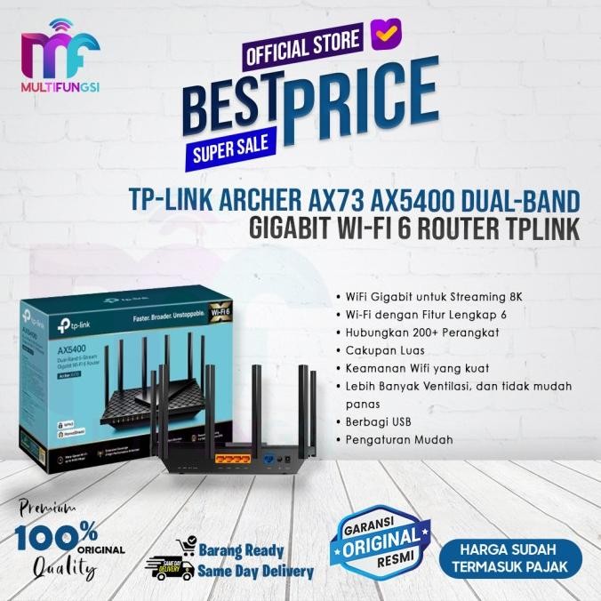 

TP-Link Archer AX73 AX5400 Dual-Band Gigabit Wi-Fi 6 Router TPLINK