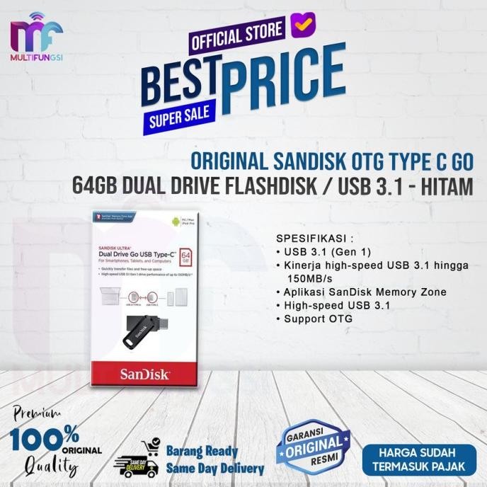 

ORIGINAL SANDISK OTG TYPE C GO 64GB DUAL DRIVE FLASHDISK / USB 3.1