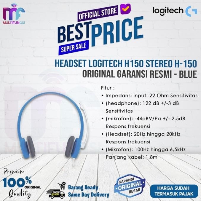 

H-150 Stereo Headset Headset komputer dual plug dengan in-line BLUE