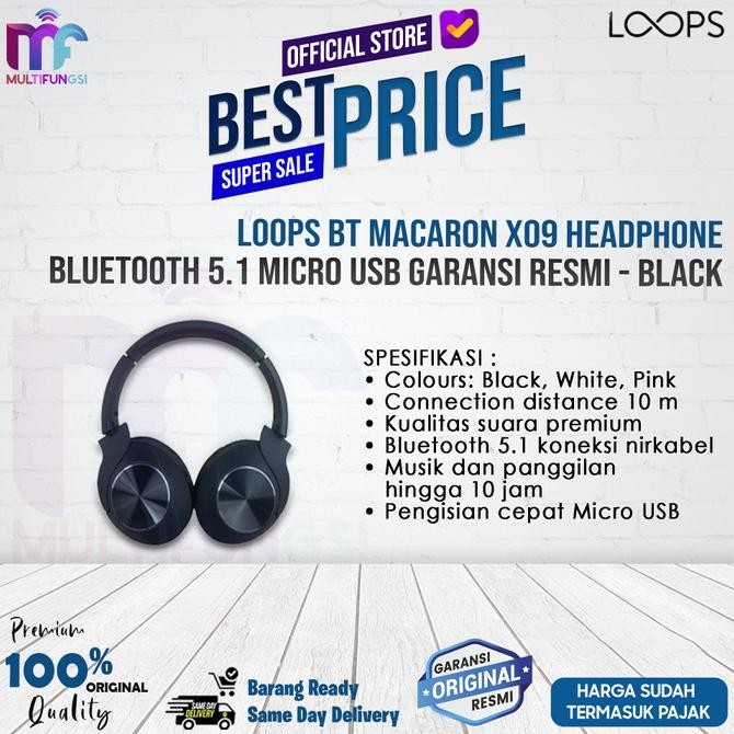 

Loops Macaron X09 Headphone Bluetooth 5.1 Micro USB Garansi Resmi
