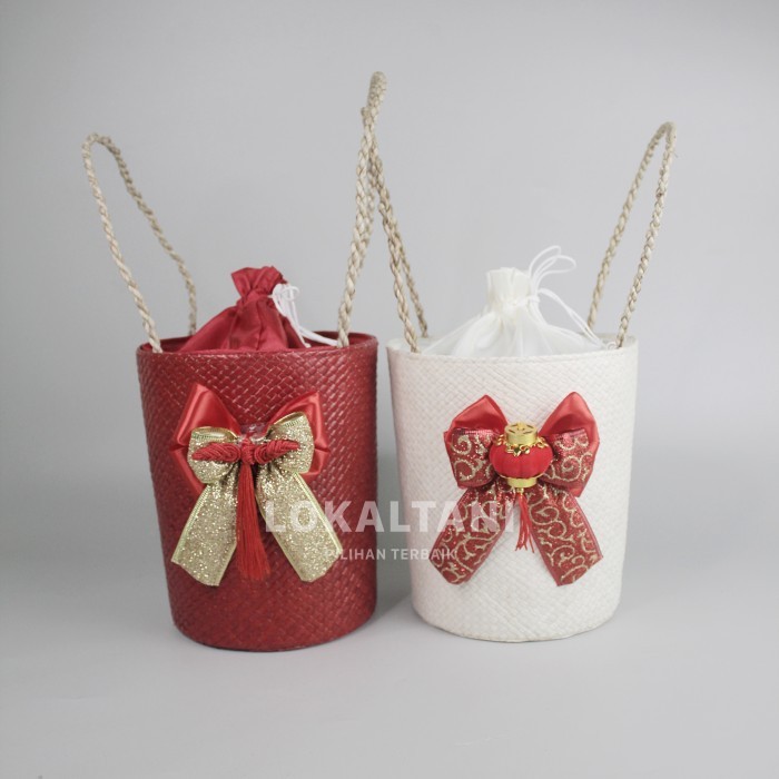 Tas Pandan Tabung Natal-Imlek / Tas Hampers Parcel / Tas Toples Kue