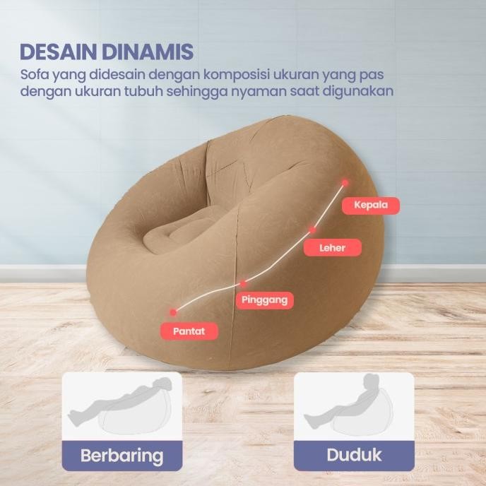 Sofa Kursi Angin Santai Bean Bag Inflatable Single Bulat HC