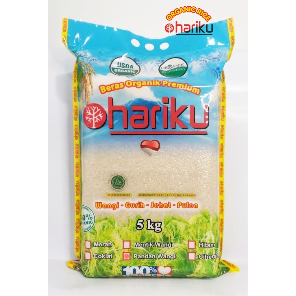 

TERBARU Beras Organik Pandan Wangi HARIKU 5Kg