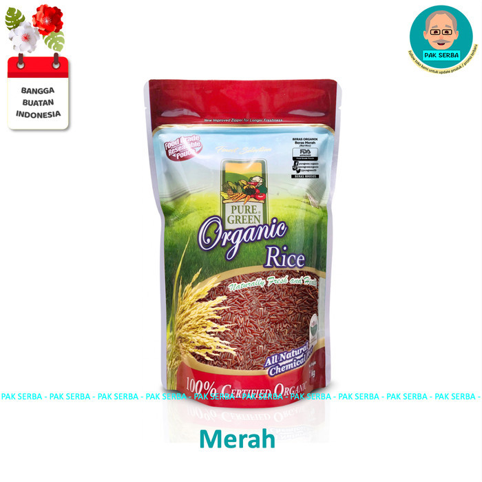 

TERBARU Beras Organik Pure Green Merah Red Rice (1kg)