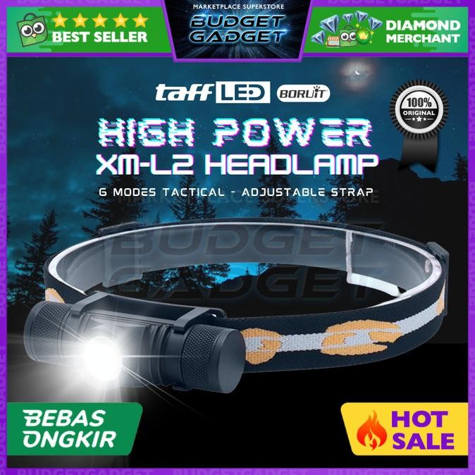 TERBARU - BORUIT D10 XML L2 Senter Kepala LED Headlamp Flashlight Headlight