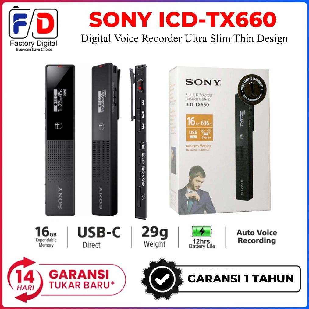 Sony ICD-TX660 Voice Recorder Digital Alat Perekam Suara Original