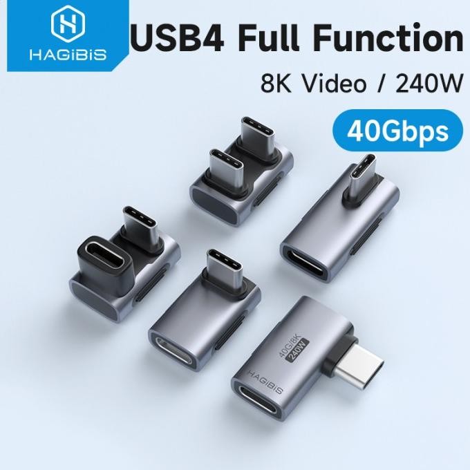 

Produk Baru!! Hagibis USB4.0 240W USB C to C Adapter 40Gbps 8K 60Hz 90 Degree Connector Thunderbolt 4 Converter Adapter