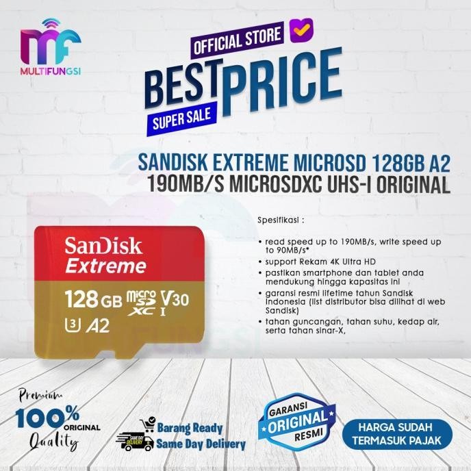 

SanDisk Extreme MicroSD 128GB A2 190MB/s MicroSDXC UHS-I Original