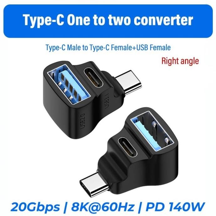 

Produk Baru!! 2 in 1 USB C Male to USB C Female Converter Adapter PD140W 20Gbps 8K@60Hz Converter 1 to 2 USB Adapter for Steam Deck Rog Ally Nintendo Switch