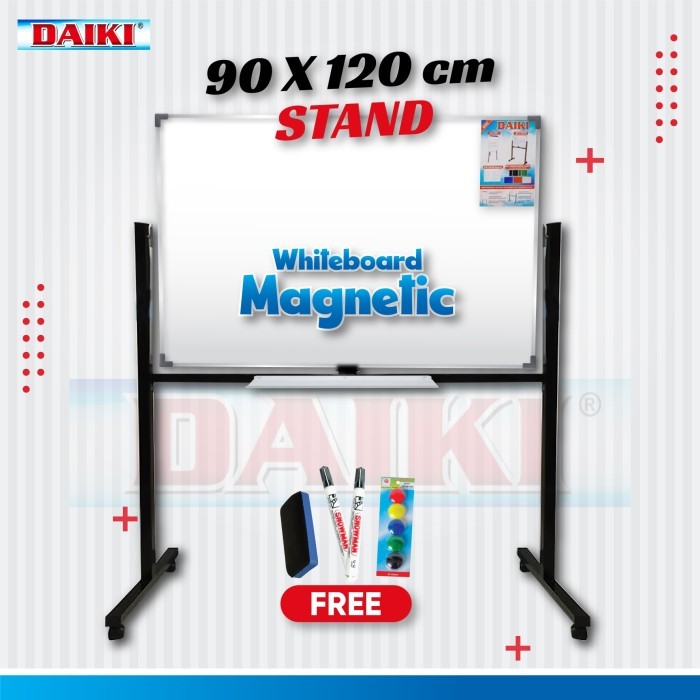 

TERBARU Whiteboard / Papan Tulis Magnet DAIKI Double Face stand Uk 90x120 Cm